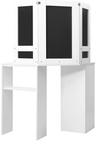 Rohový toaletný kozmetický stolík na líčenie, biely