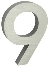 Domové číslo "9", RN.100LV, brúsené, strieborná