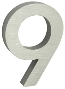 Domové číslo "9", RN.100LV, brúsené, strieborná