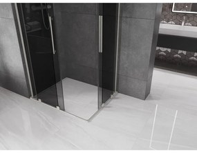Mexen Velar L Duo, sprchový kút s posuvnými dverami 100 x 90 cm, 8mm šedé sklo, brúsená oceľ, 871-100-090-02-43-97