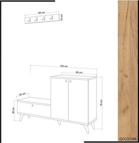 Predsieňová zostava Fiel Oak and White