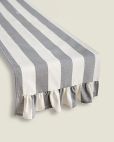 Bežec s volánom 40x160 cm farba produktu sivá látka vzorované