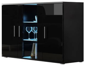 Komoda Boho B7, Osvetlenie: osvetlenie LED RGB - farebné, Farby: dub lefkas / dub lefkas + čierna