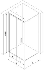 Mexen Exo, sprchovací kút so skladacími dverami 100 x 95 cm, 6mm číre sklo, chrómový profil, 816-100-095-01-00