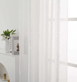 Biely záves TASMA so vzorom 140x250 cm Zavesenie: Kovové krúžky