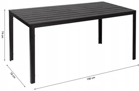 ModernHome Záhradný stôl 156 x 78 cm - Čierny