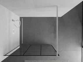 Mexen Kioto, Walk-In sprchová zástena 100 x 200 cm, 8mm sklo číre/čierny vzor, biely profil, 800-100-101-20-77