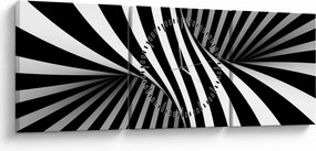 Abstraktní obraz so zebrymi pruhmi (s hodinami) (90x30 cm)