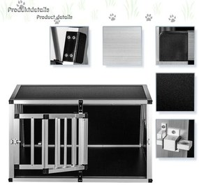 Hliníková prepravná klietka pre psov 89 × 69 × 50 cm, 12 kg