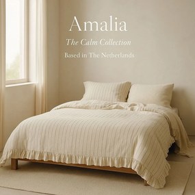 Béžové obliečky na dvojlôžko/predĺžené z bavlny Renforcé 240x220 cm Amalia Striped – Mila Home Luxury