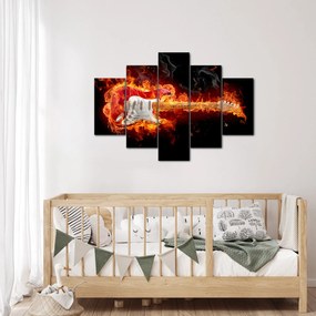 Obraz - Gitara v plameňoch (150x105 cm)
