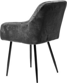 Sivé jedálenské kreslo MARLEN VELVET s čiernymi nohami
