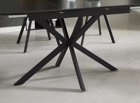 Okrúhly jedálenský stôl rozkladací GASTON CERAMIC 140 čierny mat/sivy mat