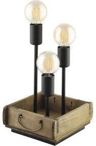 Stolová lampa Eglo 43594 WOOTTON E27 3x40W čierno/hnedá