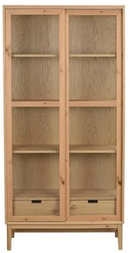 Vitrína v dekore duba s posuvnými dverami v prírodnej farbe 100x203 cm Hazelton – Rowico