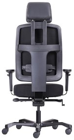 Záťažová ergonomická stolička BOSTON 24/7 — látka, čierna, nosnosť 200 kg