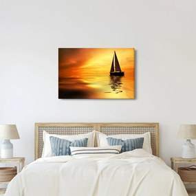 Obraz - Plachetnica pri západe slnka (90x60 cm)