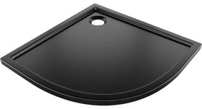Mexen Flow, štvrťkruhová sprchová vanička slim 100 x 100 cm, čierna matná, 46Q701010
