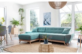 Tyrkysovomodrá rozkladacia rohová pohovka (variabilná) Dazzling Daisy – Miuform