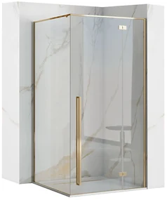 Rea Fargo Gold, sprchový kút s 1-krídlovými dverami 90 (dvere) x 90 (stena) x 195 cm, 6mm číre sklo, zlatý profil, REA-K4903