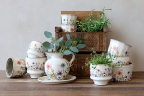 Béžový antik keramický podnos s kvetmi Fleurville - 25*18*2 cm