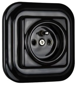 Elhard Štvorcová keramická zásuvka, čierna - kompletná KV6100B