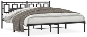 Kovový rám postele s čelom čierny 183x213 cm 374246