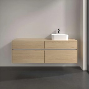 VILLEROY &amp; BOCH Collaro závesná skrinka pod umývadlo na dosku (umývadlo vpravo), 4 zásuvky, s LED osvetlením, 1600 x 500 x 548 mm, Nordic Oak, C106B0VJ