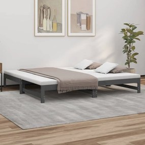 Rozkladacia denná posteľ sivá 2x(80x200) cm borovicový masív 823411
