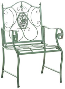 Kovová stolička Punjab s područkami - Zelená antik