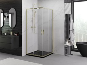 Mexen Exo-S Duo štvorcový sprchový kút s posuvnými dverami 100 x 100 cm, priehľadný, zlatý - 8111-100-100-50-00