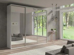 Šatníková skriňa s posuvnými dverami Gantera 2 D (biela) (so zrkadlom). Akcia -20%. Vlastná spoľahlivá doprava až k Vám domov. 1123808
