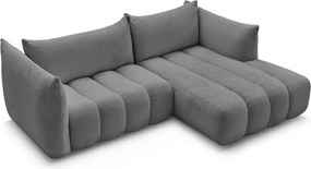 Sivá rohová pohovka z textílie buklé (pravý roh/s leňoškou) Azra – Bobochic Paris