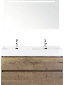 Kúpeľňový nábytkový set Maxx XL 120 cm s keramickým dvojitým umývadlom a zrkadlom s LED osvetlením Tabacco