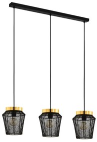 Závesná lampa Escandidos čierna/zlatá 3-plameňová