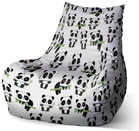 Sedací vak Bean pandy s vetvičkou - detský, biela / čierna