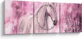 Obraz - Maľovaný kôň (s hodinami) (90x30 cm)