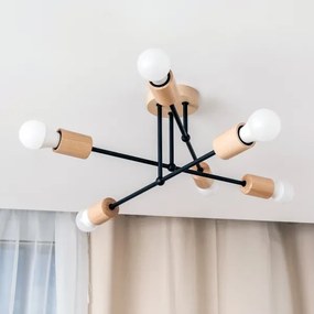 Prisadený luster CAMBRIDGE 6xE27/15W/230V borovica