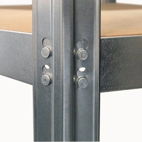 Rohový kovový regál RIVET BUDGET, 180x70x70x40 cm, 4x HDF polica, zinok