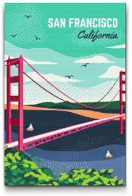 Gario Diamantové maľovanie San Francisco, Spojené štáty Rozmery: 40 x 60 cm, Rámovanie: Iba zrolované plátno, Diamanty: Štvorcové