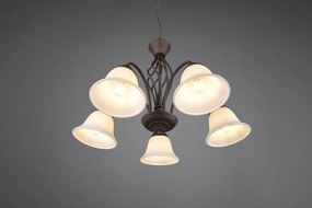 Tmavohnedé závesné svietidlo so skleneným tienidlom ø 60 cm Rustica – Trio