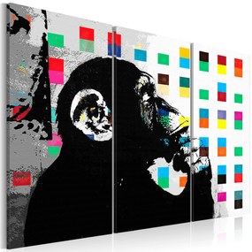 Artgeist Obraz - The Thinker Monkey by Banksy Veľkosť: 120x80, Verzia: Na talianskom plátne