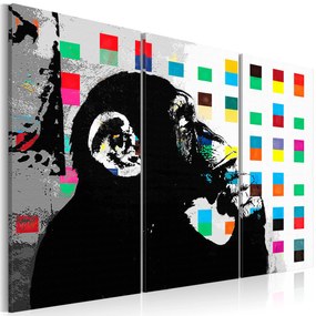 Artgeist Obraz - The Thinker Monkey by Banksy Veľkosť: 90x60, Verzia: Premium Print