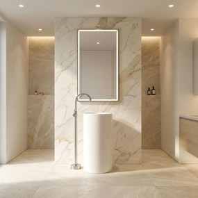 Rea Lungo, voľne stojaca umývadlová batéria, brúsená oceľ, REA-B4305