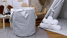 Detský kôš na hračky STARS - šedý/biely