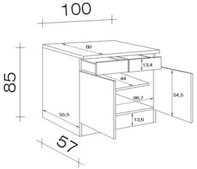 Kuchynská skrinka dolná s dvierkami Flex Well Palmaria/Wito šírka 100 cm biela