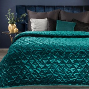 EUROFIRANY Elegantný vlnený prehoz na posteľ z kvalitného zamatu s výrazným leskom 230 cm x 260 cm tyrkysová 100 % polyester