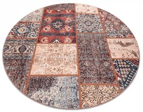 Koberec ANTIKA ancient rust okrúhly, moderný patchwork, grécky umývateľný - terakota Veľkosť: kruh 200 cm