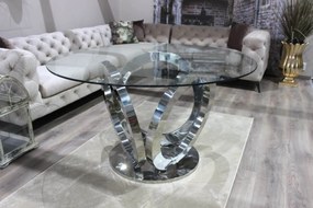 Strieborný sklenený jedálenský stôl 130cm 75cm
