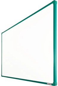 Biela magnetická popisovacia tabuľa s keramickým povrchom boardOK, 1200 x 900 mm, zelený rám